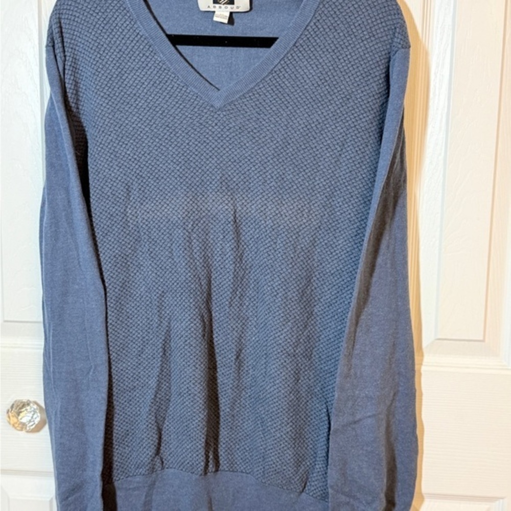 Joseph Abboud Soft Blue V Neck Knit Sweater Sz XL  EUC  CH Cashmere Blend